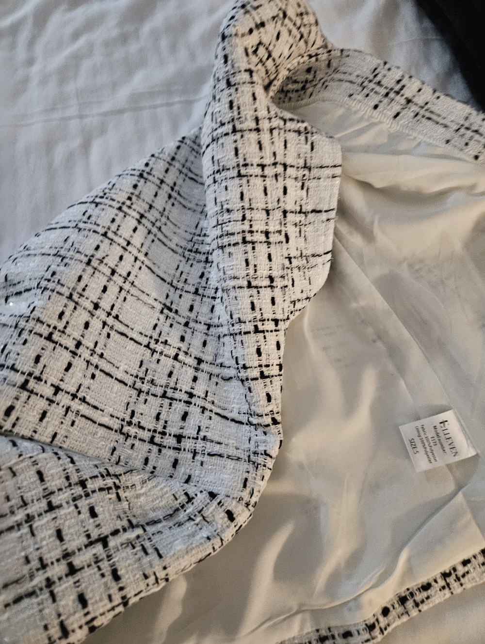 NWOT White and Black Tweed Open-Front Blazer - Picture 8 of 8